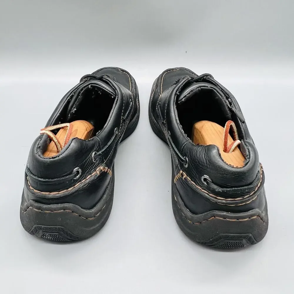 Sperry Shoes Mens 12 Black Leather Top Sider Boat Deck Moc Toe Casual Comfort